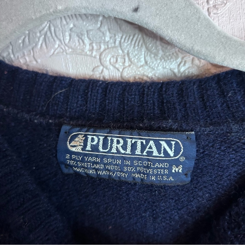 Vintage Puritan M wool sweater great condition deep blue dark navy - Picture 3 of 4